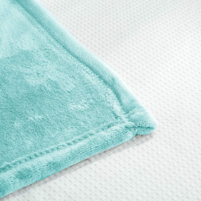 UOZZI BEDDING All-Season Teal (Light Blue) Flannel Fleece Baby Blanket for Girls & Boys - Ultra Soft Plush Thin Kids Toddler Blanket for Crib, Pram Strollers, Sofa, 100% Microfiber Polyester 27"x39" - Image 5